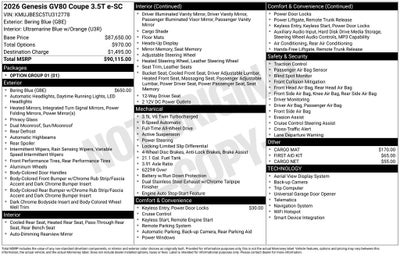 2026 Genesis GV80 Coupe 3.5T e-SC