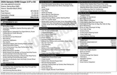 2026 Genesis GV80 Coupe 3.5T e-SC