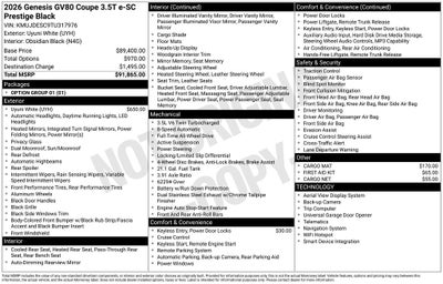 2026 Genesis GV80 Coupe 3.5T e-SC