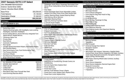 2027 Genesis GV70 2.5T Select
