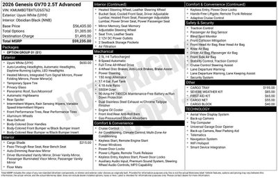 2026 Genesis GV70 2.5T Advanced