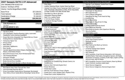 2027 Genesis GV70 2.5T Advanced