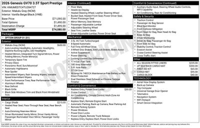 2026 Genesis GV70 3.5T Sport Prestige