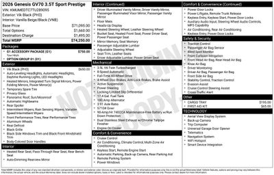 2026 Genesis GV70 3.5T Sport Prestige