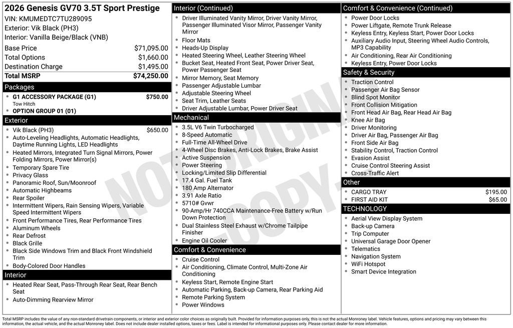 2026 Genesis GV70 3.5T Sport Prestige