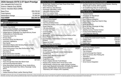 2026 Genesis GV70 2.5T Sport Prestige