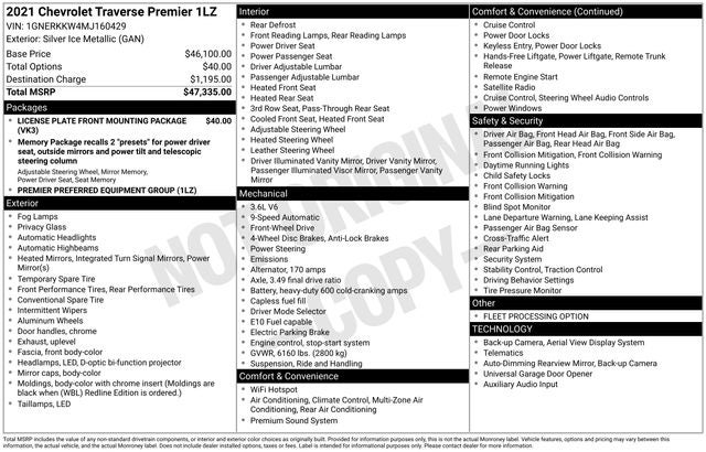 2021 Chevrolet Traverse Premier