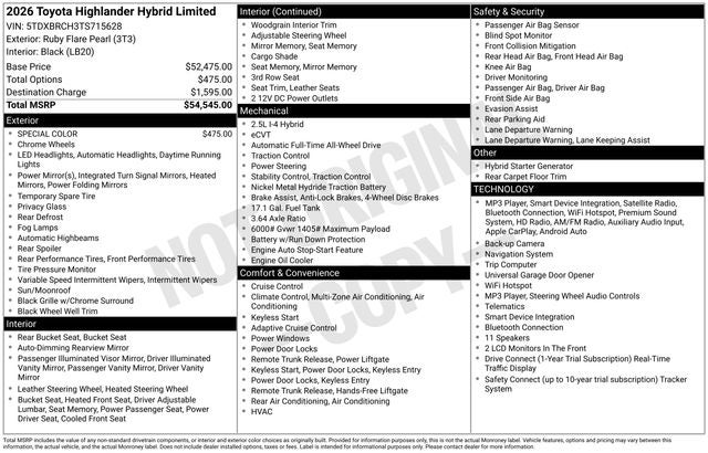 2026 Toyota Highlander Hybrid Limited