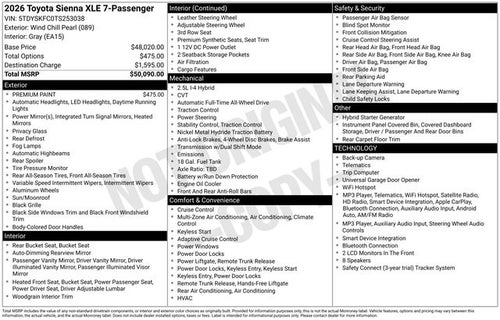 2026 Toyota Sienna XLE 7 Passenger