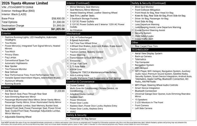 2026 Toyota 4Runner Limited