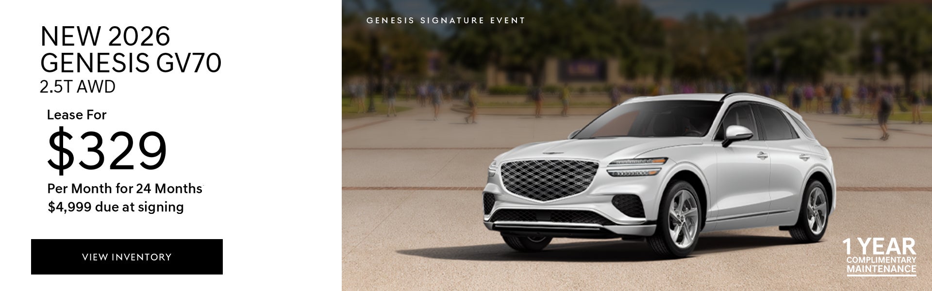 New 2026 Genesis GV70 lease offer in Baton Rouge, LA.