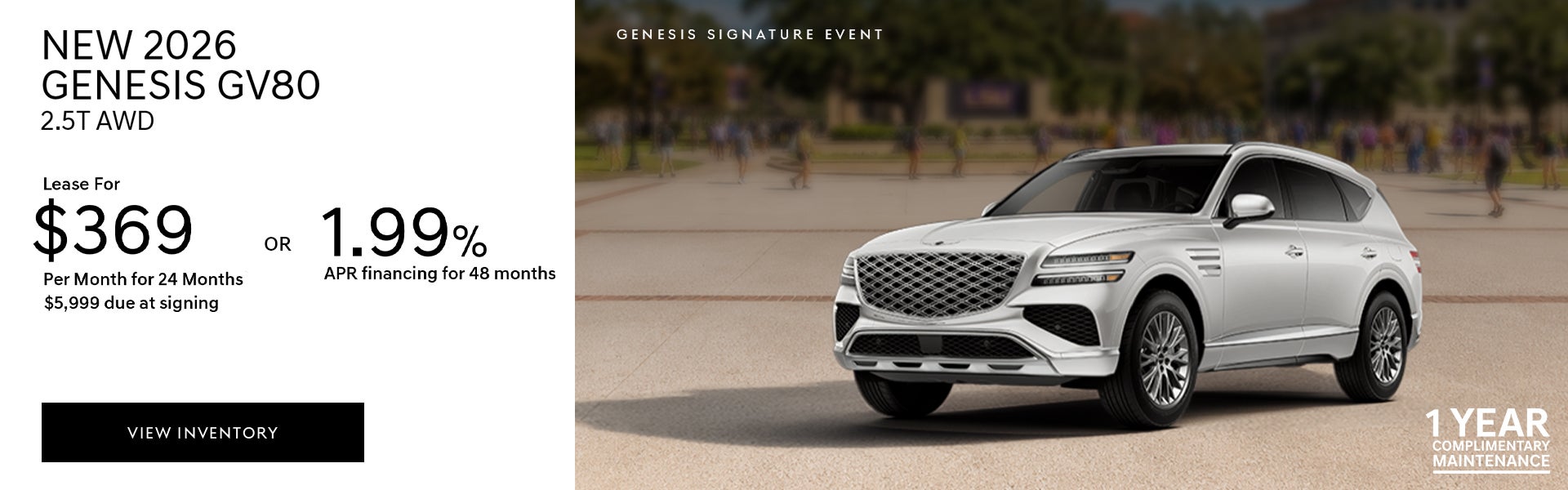 New 2026 Genesis GV80 lease or APR offer in Baton Rouge, LA.