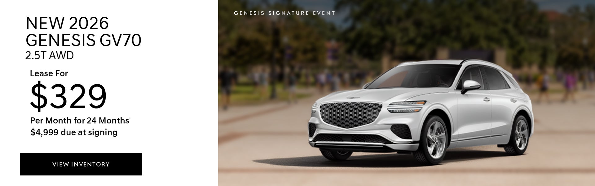New 2026 Genesis GV70 lease offer in Baton Rouge, LA.