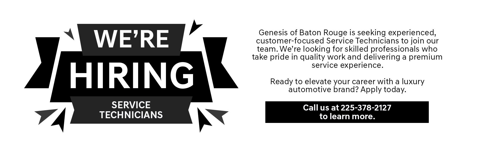 We're Hiring Service Technicians