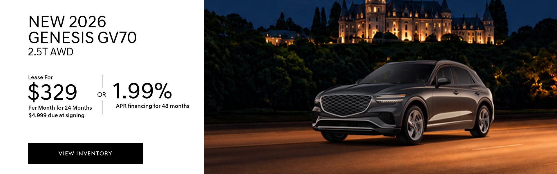 New 2026 Genesis GV70 lease or APR offer in Baton Rouge, LA.