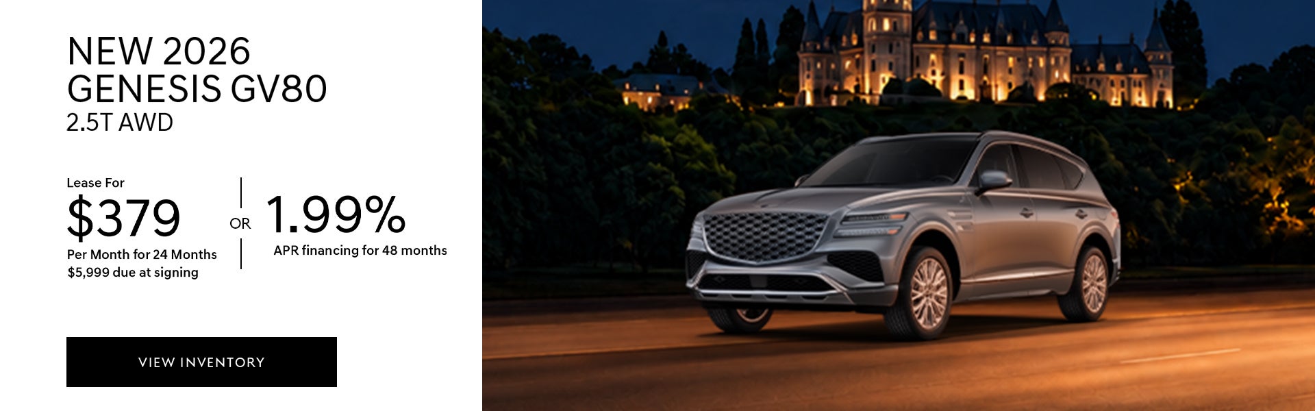 New 2026 Genesis GV80 lease or APR offer in Baton Rouge, LA.